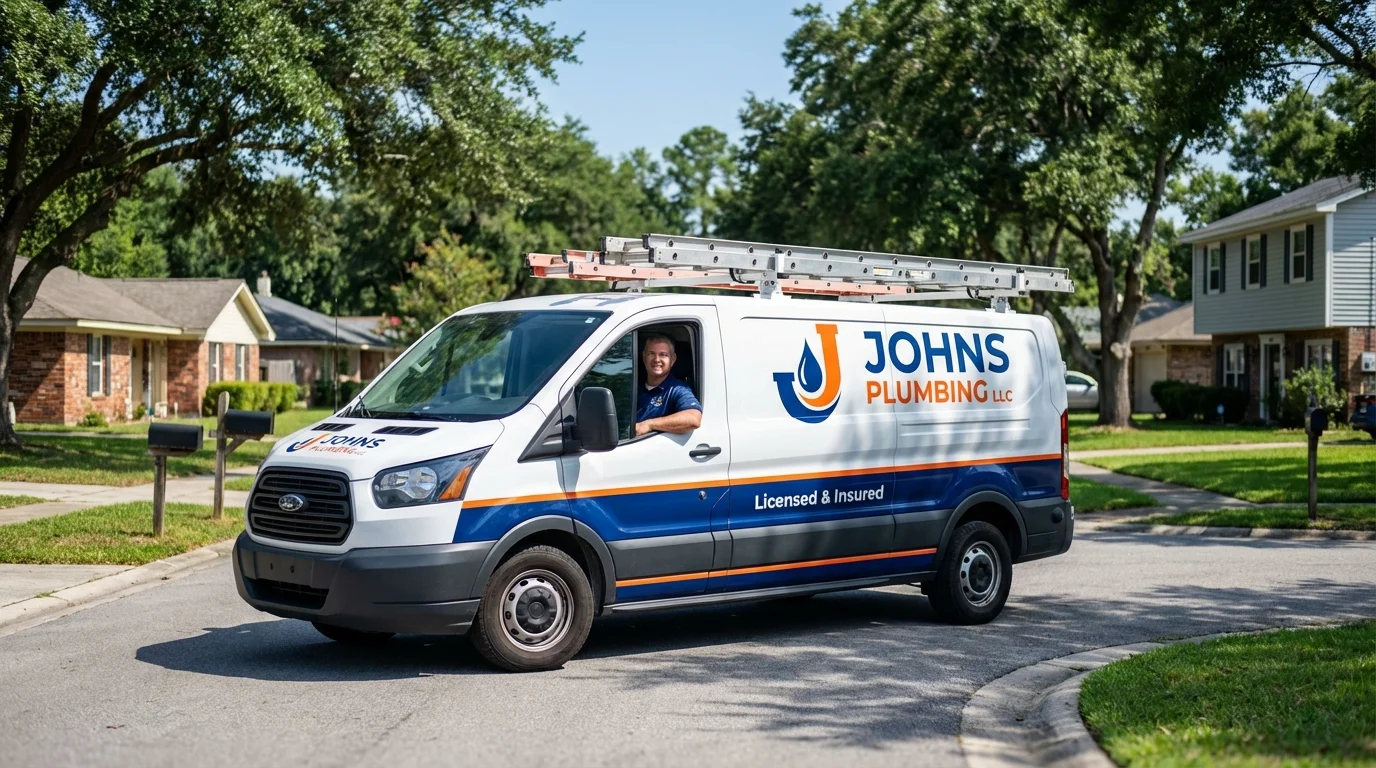 Johns Plumbing LLC service van in Fort Ashby, WV