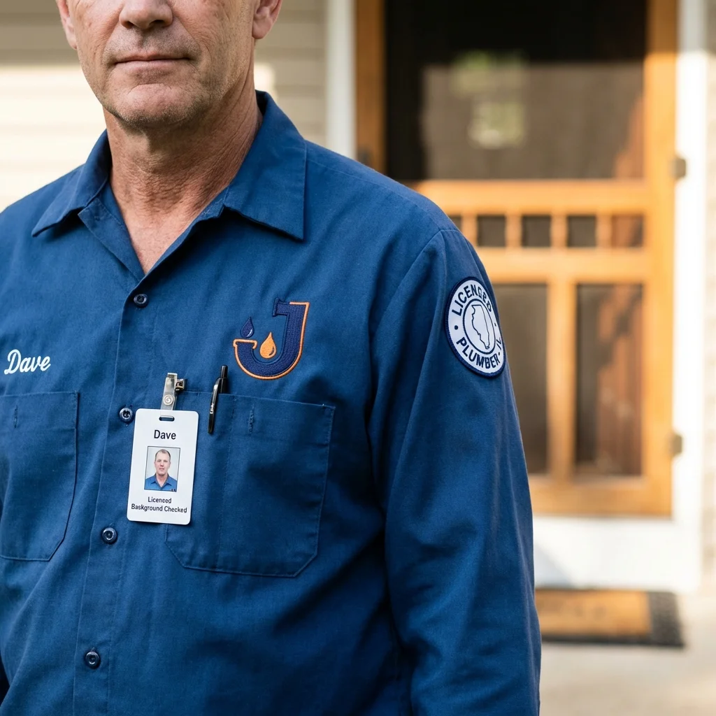 Licensed plumber showing ID badge in Fort Ashby, WV