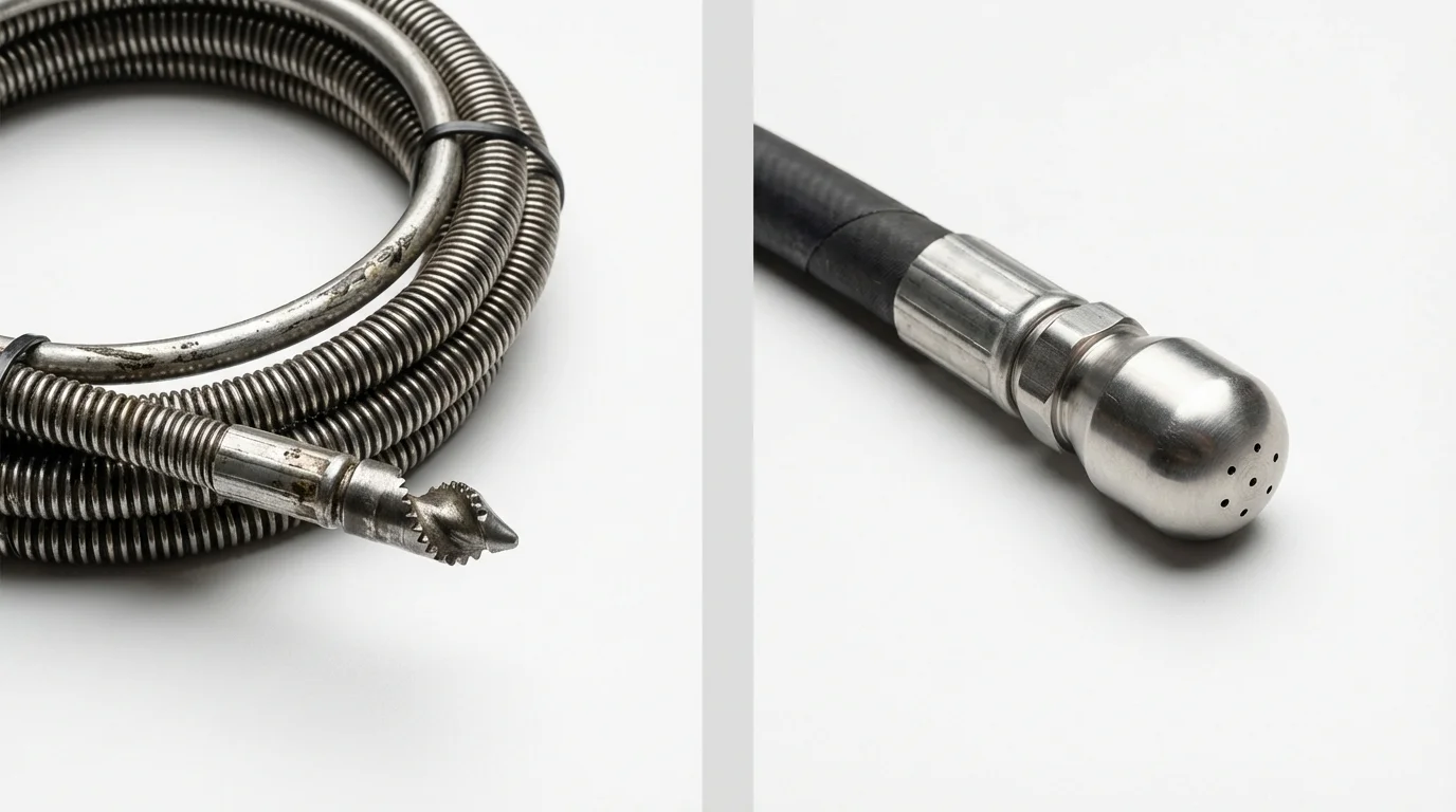 Drain snake cable and hydro jetting nozzle used for drain cleaning in Fort Ashby, WV