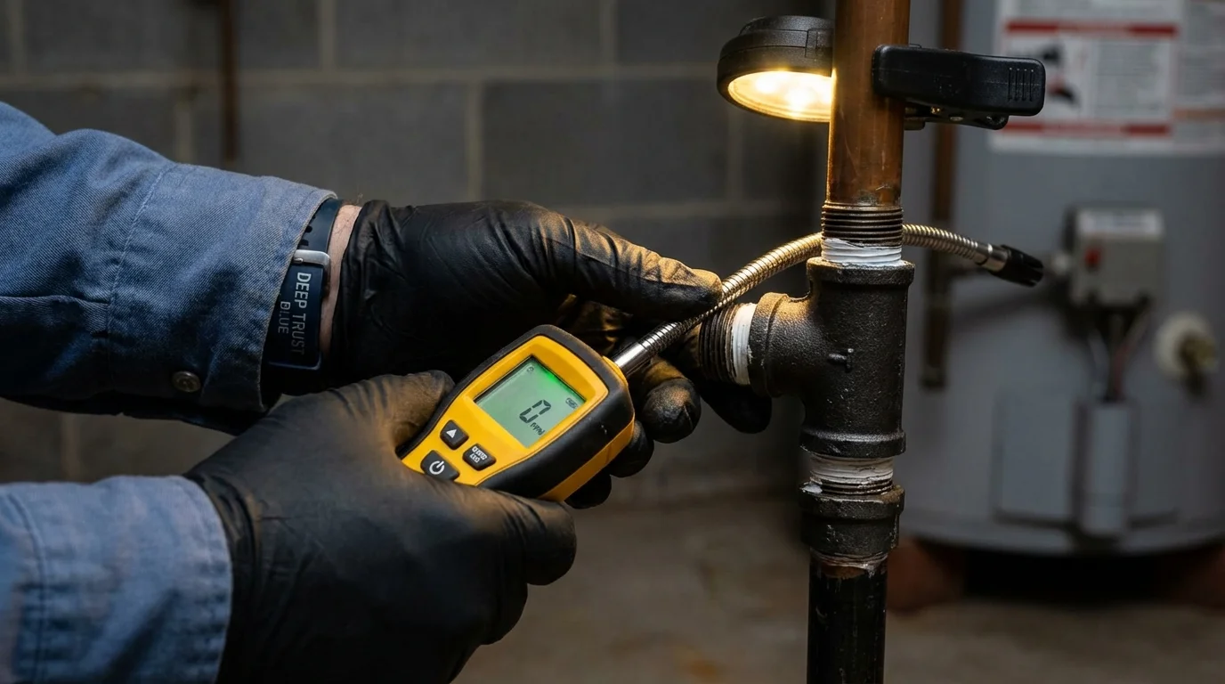 Gas leak detection with electronic sniffer by Johns Plumbing LLC in Fort Ashby