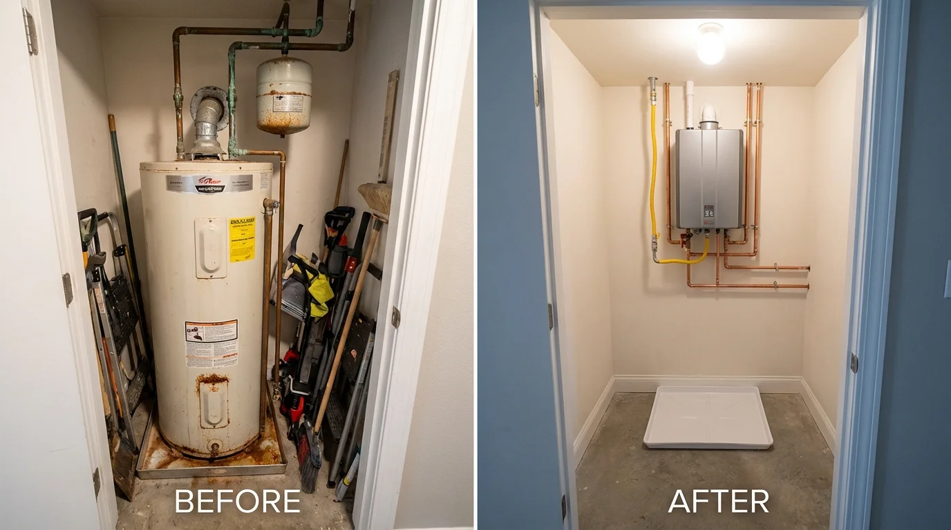 Tank water heater versus wall-mounted tankless unit comparison for Fort Ashby, WV homeowners